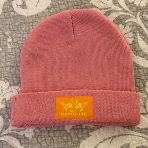 Boys Lie Pink Beanie with Orange Patch